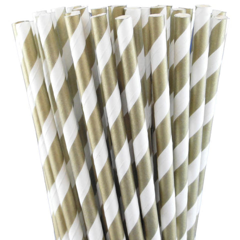 METALLIC GOLD STRIPED PAPER STRAWS