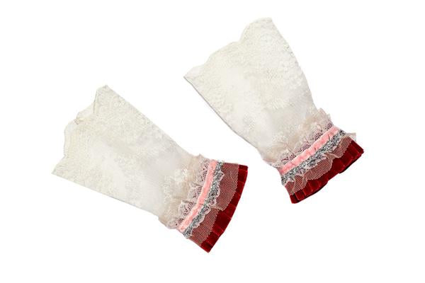 Lovely Lace Cuffs (Grey/Blush, Red/Pink, or Blue/Red)