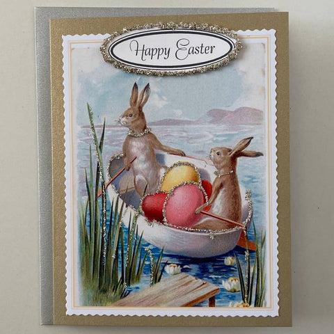 Greeting Cards-Easter, Spring, Mother's Day: Bunnies in Boat