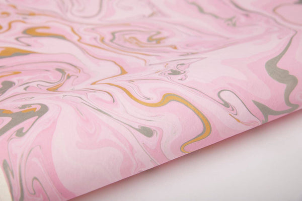 Hand Marbled Gift Wrap Sheets - Rosewater