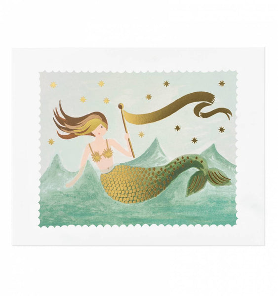 Vintage Mermaid Illustrated Art Print