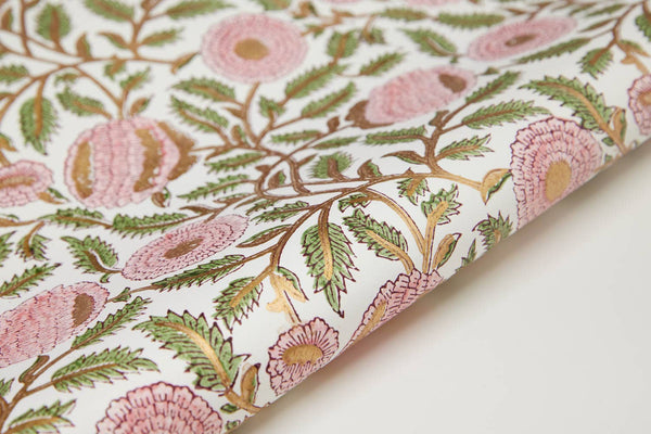 Hand Block Printed Gift Wrap Sheets - Marigold Glitz