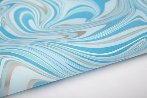 Hand Marbled Gift Wrap Sheets - Ocean