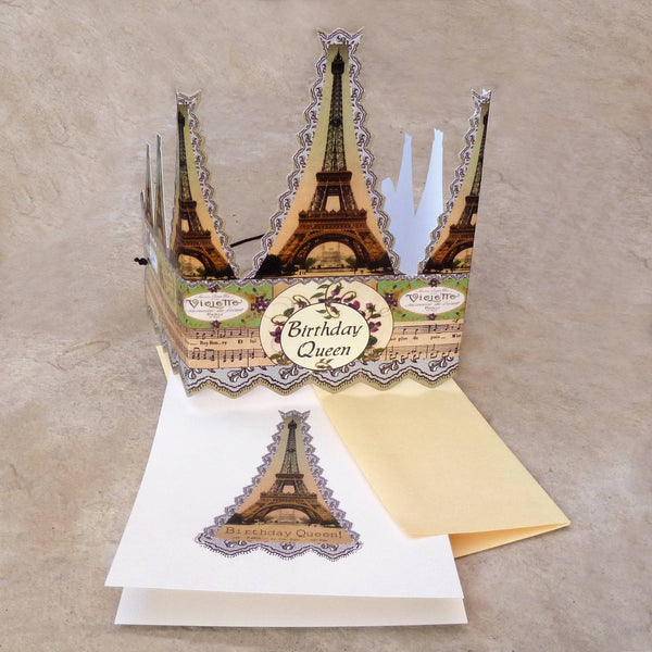 Greeting Card with Tiara, Birthday Queen, Paris