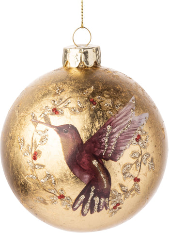 Glass ball Hummingbird ornament