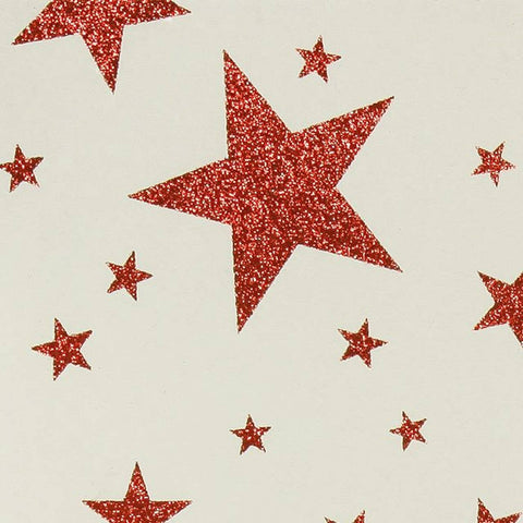 Stars - 10 Flat Sheet Pack - White/Red Glitter