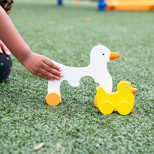 Duck Mommy and Baby Wooden Roller