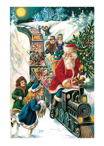 Santa Bringing Toys on a Train