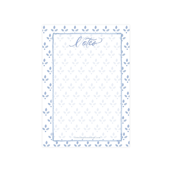 Blue Block Print Watercolor Notepad