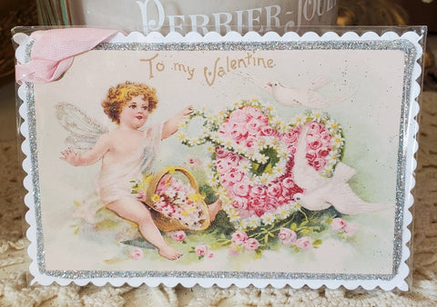 Valentine To My Valentine Gift Tag Pink Roses n Fairy