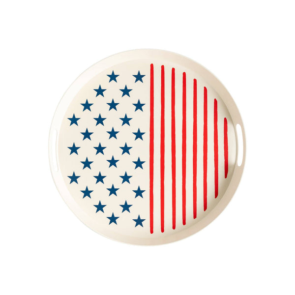 PLBT140 -  Stars and Stripes Reusable Bamboo Round Serving Tray