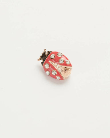 Fable Enamel Pave Ladybird Brooch - Yellow Matchbox