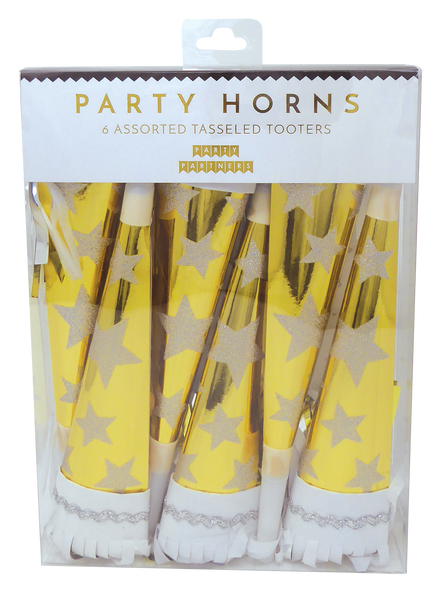 Tasseled Party Horns Stars Gold
