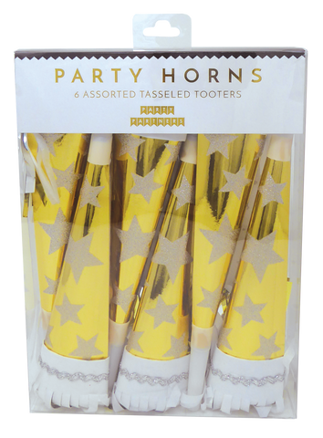 Tasseled Party Horns Stars Gold