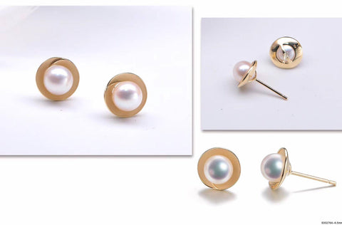 G18K Golden Circle Pearl Earrings
