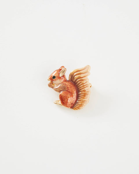 Enamel Red Squirrel Brooch  - Match box