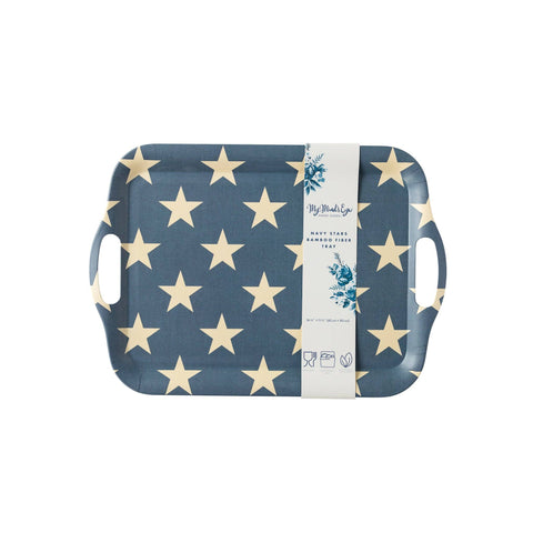 HAM830 - Hamptons Navy Star Reusable Bamboo Tray
