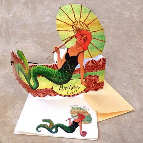 Greeting Card with Tiara, Birthday Girl, Mermaid
