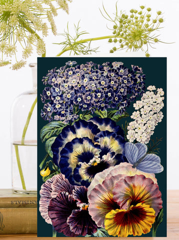 RS186P ~ Blank Midnight Botanical Greeting Card
