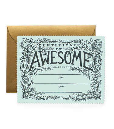 CERTIFICATE OF AWESOME CARD