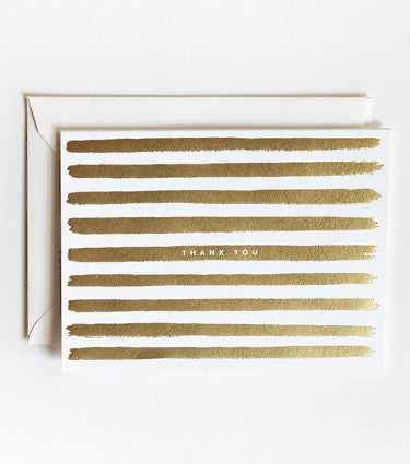 GOLD PAINTED STRIPES THANK YOU CARD