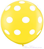 Polka Dot Yellow Giant Round Balloon with Ribbon Tassel