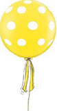 Polka Dot Yellow Giant Round Balloon with Ribbon Tassel