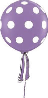 Polka Dot Lavender Giant Round Balloon with Ribbon Tassel